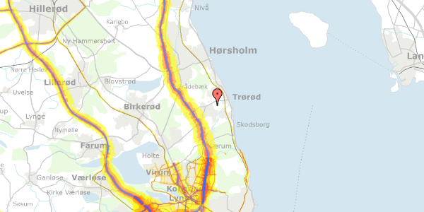 Trafikstøjkort på Lindevangsvej 45, 2950 Vedbæk