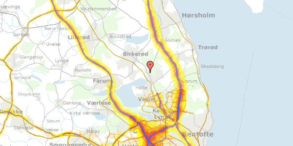 Trafikstøjkort på Rudegårds Alle 12A, 2840 Holte