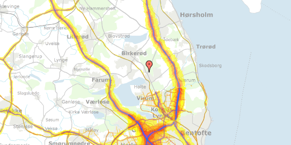 Trafikstøjkort på Rudegårds Alle 13, 2840 Holte