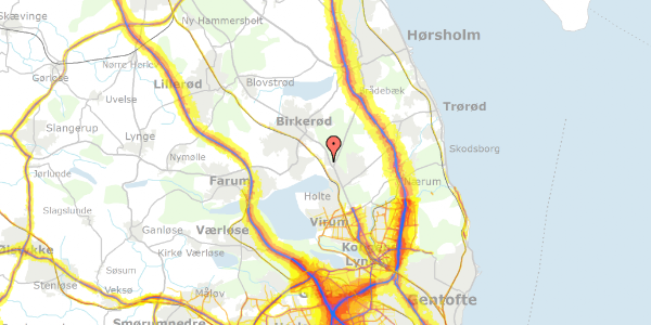 Trafikstøjkort på Rudegårds Alle 22B, 2840 Holte