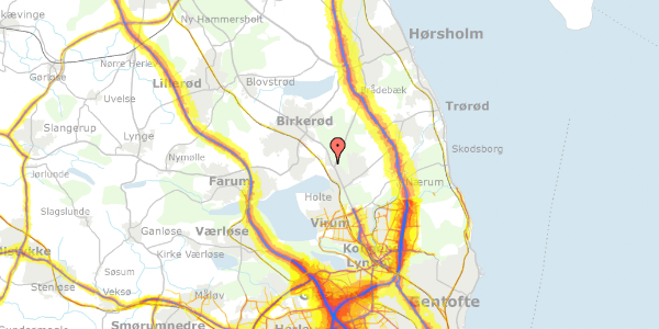 Trafikstøjkort på Rudegårds Alle 23, 2840 Holte