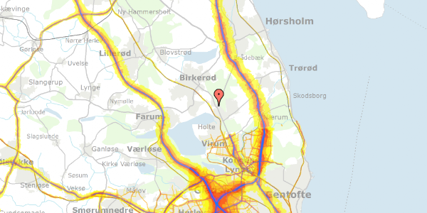 Trafikstøjkort på Rudegårds Alle 25A, 2840 Holte