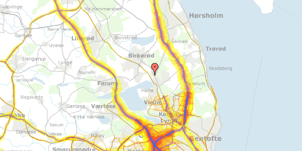 Trafikstøjkort på Rudegårds Alle 41, 2840 Holte