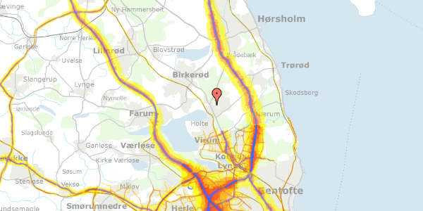 Trafikstøjkort på Rudekæret 3, 2840 Holte