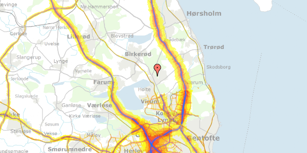 Trafikstøjkort på Rudekæret 8, 2840 Holte