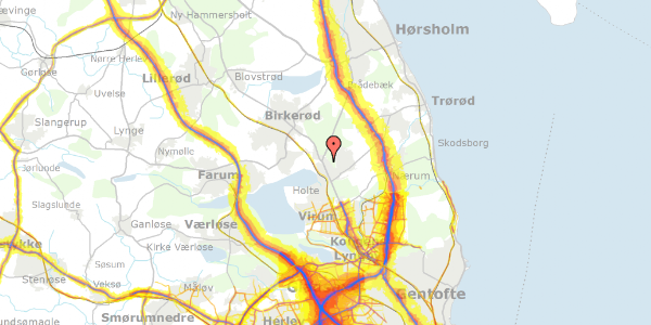 Trafikstøjkort på Rudekæret 9, 2840 Holte