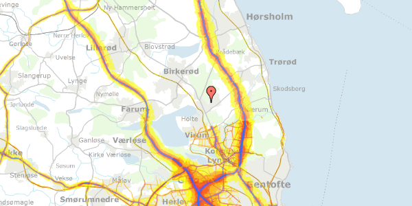 Trafikstøjkort på Rudershøj 16, 2840 Holte