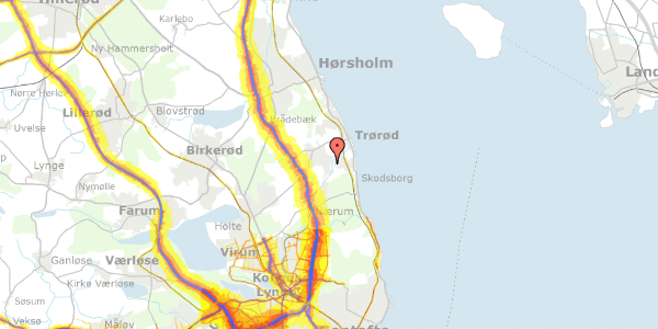 Trafikstøjkort på Rønnebærtoften 12, 2950 Vedbæk