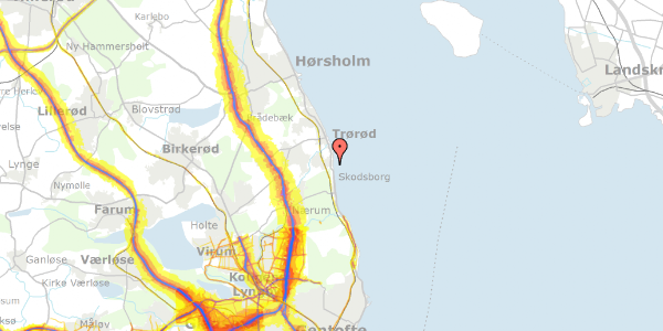 Trafikstøjkort på Skodsborg Strandvej 250, 2942 Skodsborg