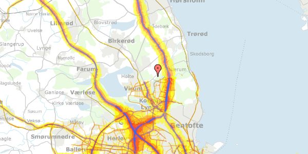 Trafikstøjkort på Skodsborgvej 127, 2840 Holte