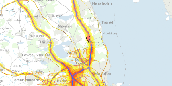 Trafikstøjkort på Skodsborgvej 190, 1. 205, 2850 Nærum