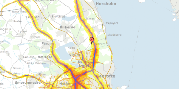 Trafikstøjkort på Skodsborgvej 190, 1. 2609, 2850 Nærum