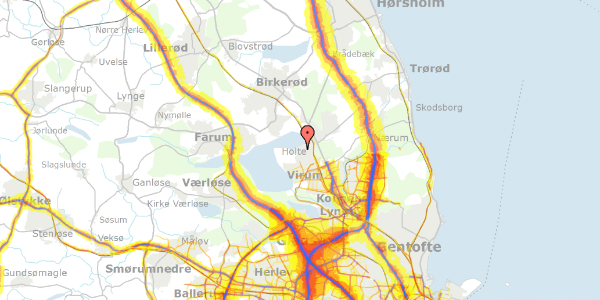 Trafikstøjkort på Skovmindevej 19, 2840 Holte