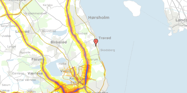 Trafikstøjkort på Skovringen 44, 2950 Vedbæk