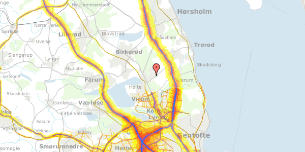 Trafikstøjkort på Søndre Paradisvej 5, 1. th, 2840 Holte