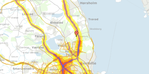 Trafikstøjkort på Tyrsbakke 11, 2840 Holte