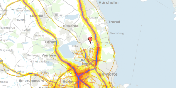 Trafikstøjkort på Vangebovej 24, 2840 Holte