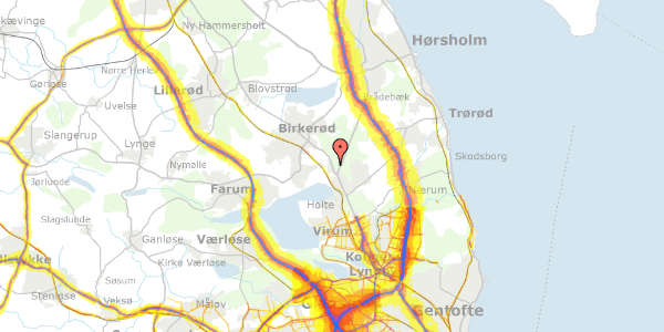 Trafikstøjkort på Vasevej 1, 2840 Holte