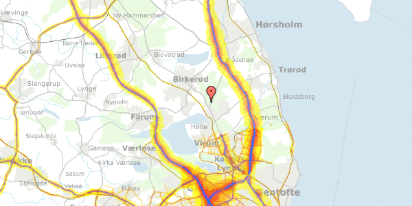 Trafikstøjkort på Vasevej 3B, 2840 Holte