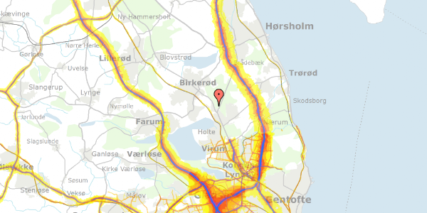 Trafikstøjkort på Vasevej 4A, 2840 Holte