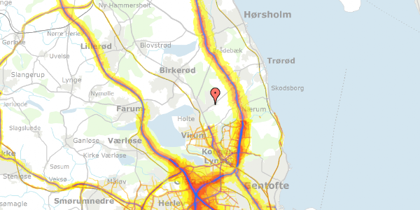 Trafikstøjkort på Østre Paradisvej 7B, 2. th, 2840 Holte