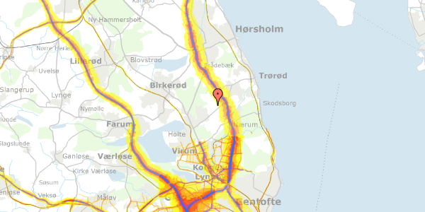 Trafikstøjkort på Øverødvej 201, 2840 Holte