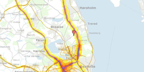 Trafikstøjkort på Hf. Solpl-Clausensv. 9, 2840 Holte