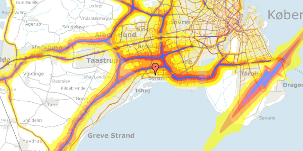 Trafikstøjkort på Hyttekrogen 19, 2665 Vallensbæk Strand