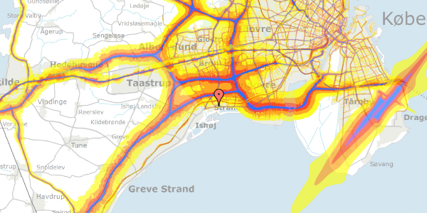 Trafikstøjkort på Skærsøvej 13, 2665 Vallensbæk Strand