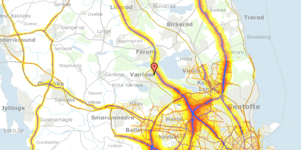 Trafikstøjkort på Bavnestedet 17, 3500 Værløse