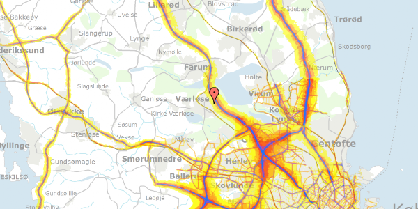 Trafikstøjkort på Birgersvej 2, 3500 Værløse