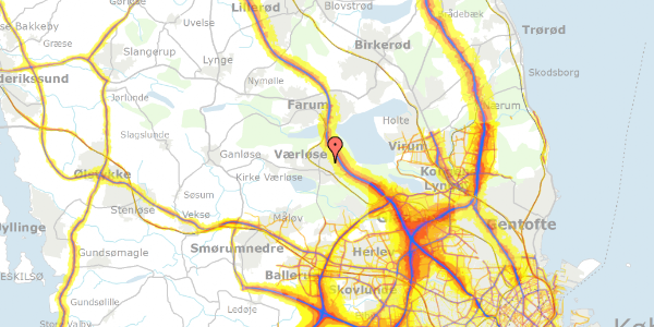 Trafikstøjkort på Birgersvej 3, 3500 Værløse