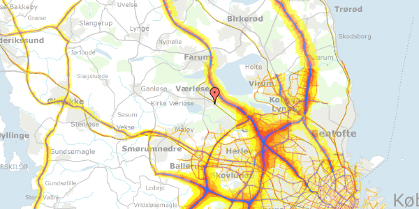 Trafikstøjkort på Elsevej 44, 3500 Værløse