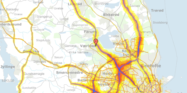 Trafikstøjkort på Fiskebækvej 45, 3500 Værløse