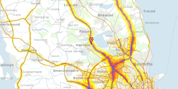 Trafikstøjkort på Fiskebækvej 71, 3500 Værløse