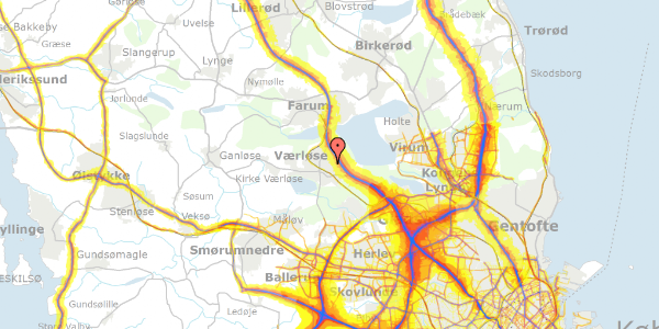 Trafikstøjkort på Ivarsvej 6, 3500 Værløse