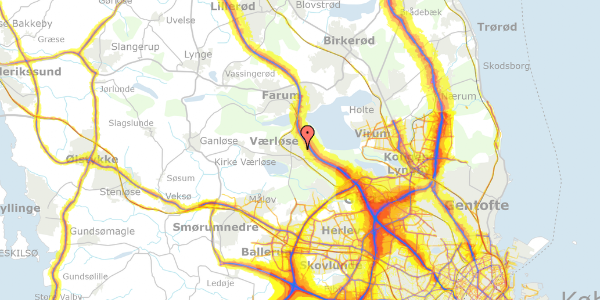 Trafikstøjkort på Ivarsvej 12, 3500 Værløse