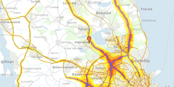 Trafikstøjkort på Klostergårdsvej 12, 1. th, 3500 Værløse