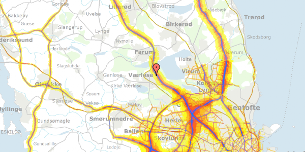 Trafikstøjkort på Langkær Vænge 9, 3500 Værløse