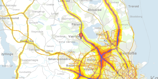 Trafikstøjkort på Læssevej 36, 3500 Værløse