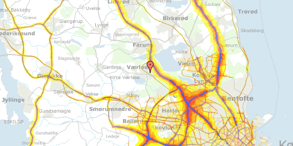 Trafikstøjkort på Læssevej 44, 3500 Værløse