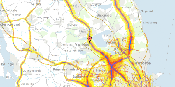 Trafikstøjkort på Munkevej 5, 3500 Værløse