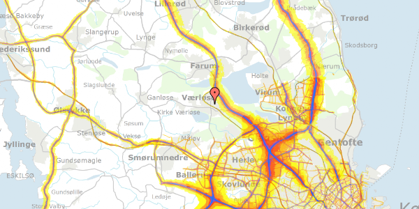 Trafikstøjkort på Nellikevej 10, 3500 Værløse