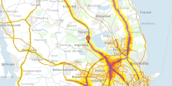 Trafikstøjkort på Nørrevænget 29, 3500 Værløse