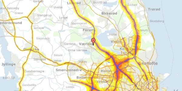 Trafikstøjkort på Ryetvej 14, 3500 Værløse