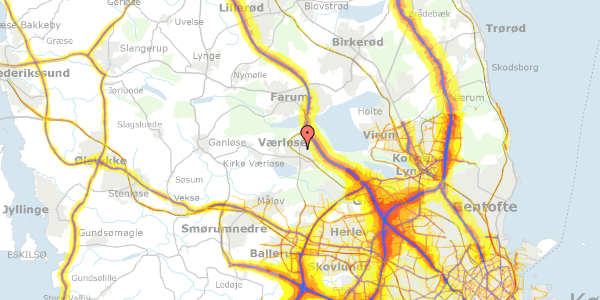 Trafikstøjkort på Skovgårds Alle 2, 2. th, 3500 Værløse