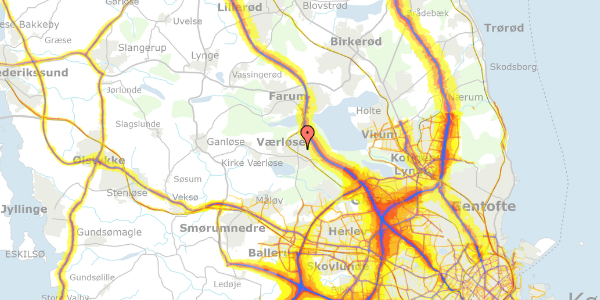 Trafikstøjkort på Skovgårds Alle 16, 2. th, 3500 Værløse