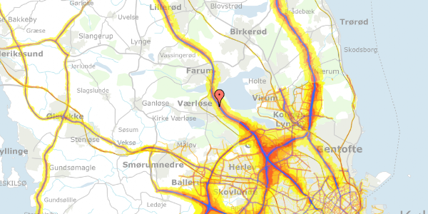 Trafikstøjkort på Skovgårds Alle 211, 3500 Værløse