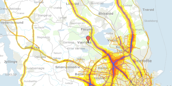 Trafikstøjkort på Sækkedamsvej 113, 3500 Værløse