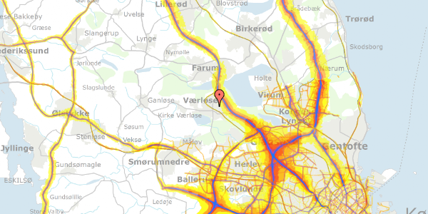 Trafikstøjkort på Toftebo 15, 1. th, 3500 Værløse